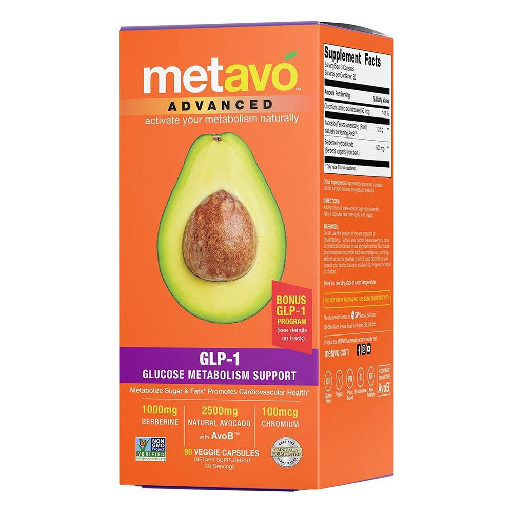 Metavo Advanced Glucose Metabolism Capsules for Healthy Blood Sugar and Metabolic Support 90Ea
