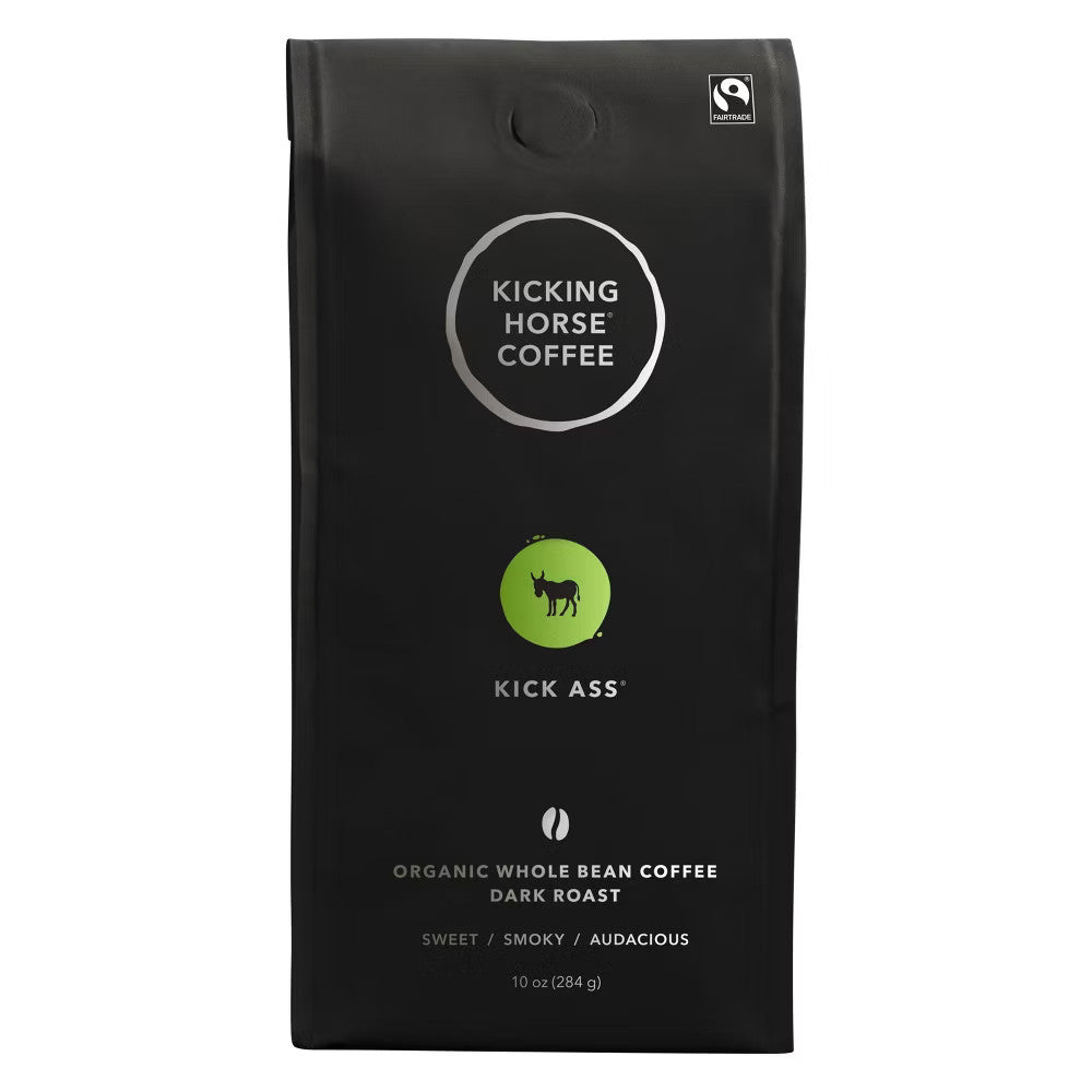 Kicking Horse Coffee Kick Ass Dark Roast, Whole Bean, 10 Oz