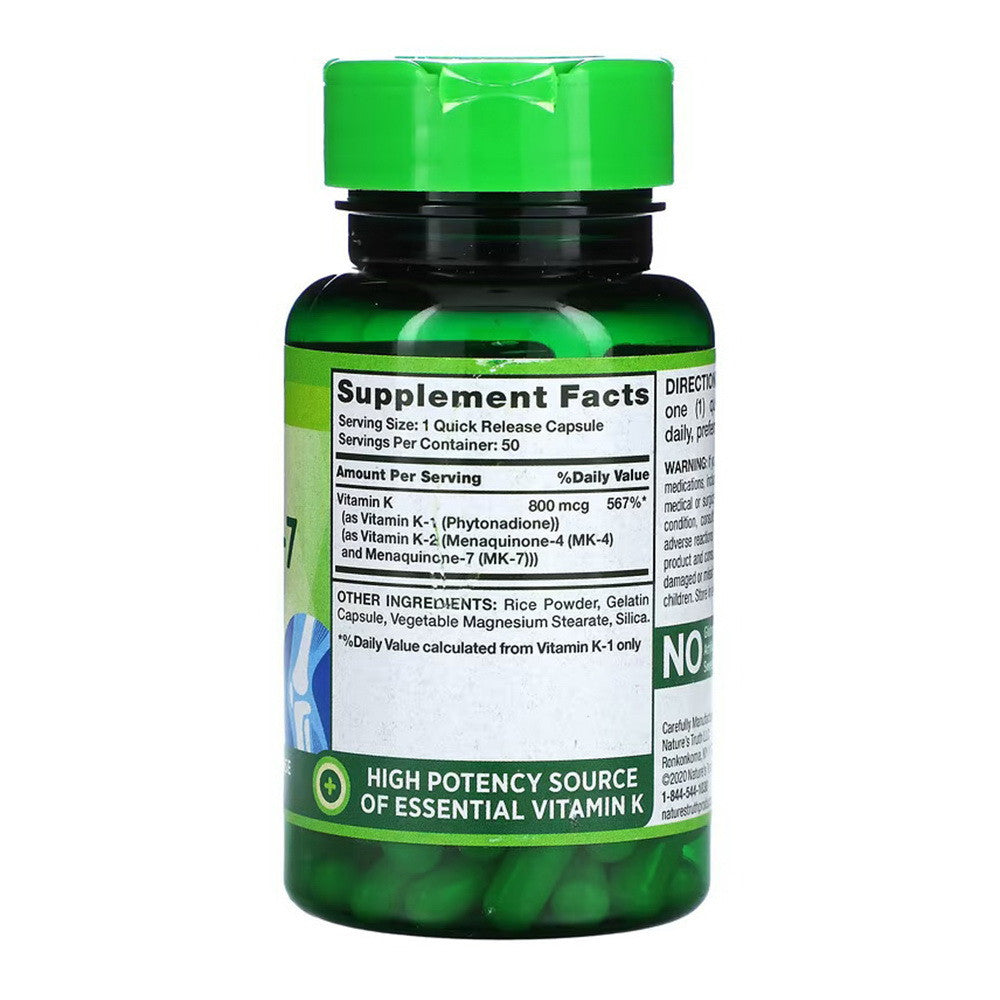 Nature's Truth Ultra Vitamin K-2 100 mcg, 50 Each