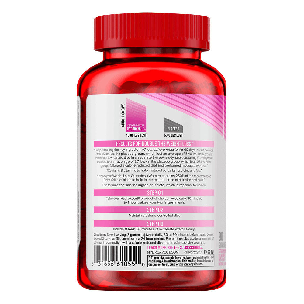Hydroxycut Gummies Weight Loss for Women, Strawberry, 90 Ea
