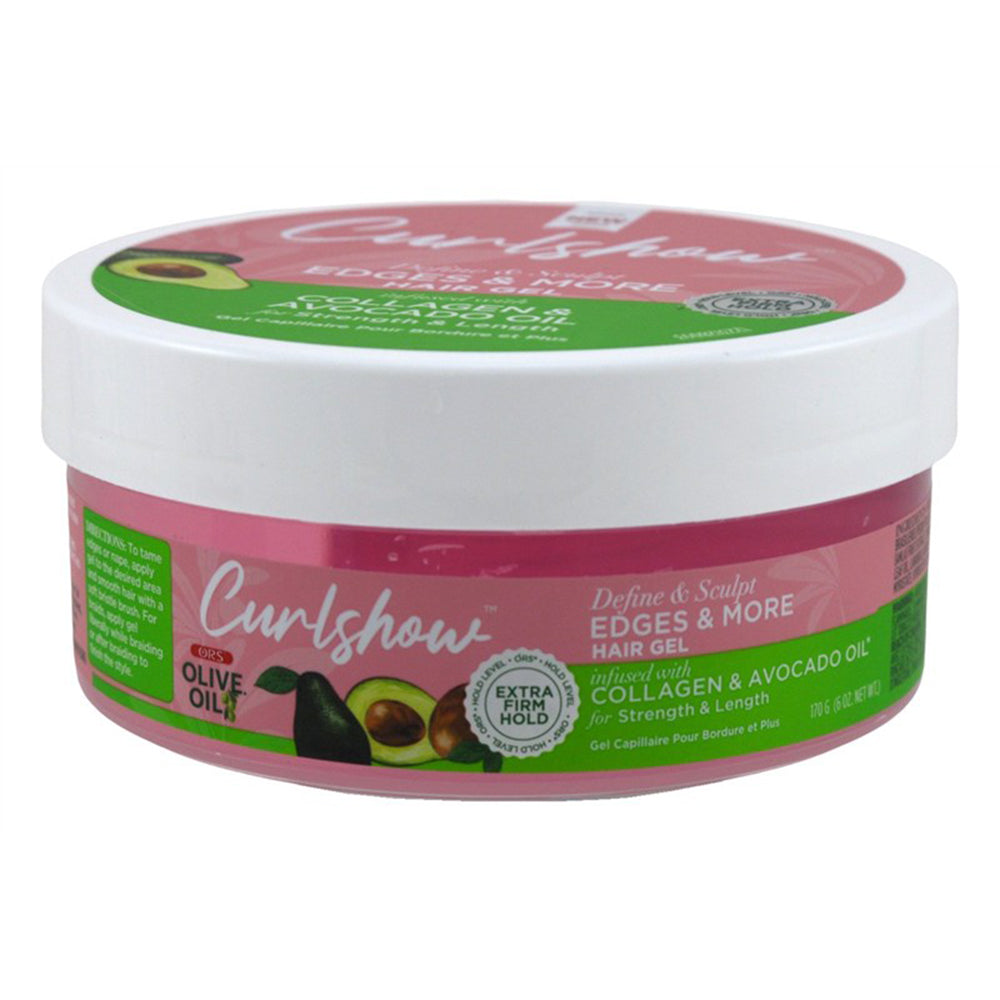 Ors Olive Oil Curlshow Edges and More Hair Gel Extra Firm Hold for Strengthen Hair 6Oz (170g)