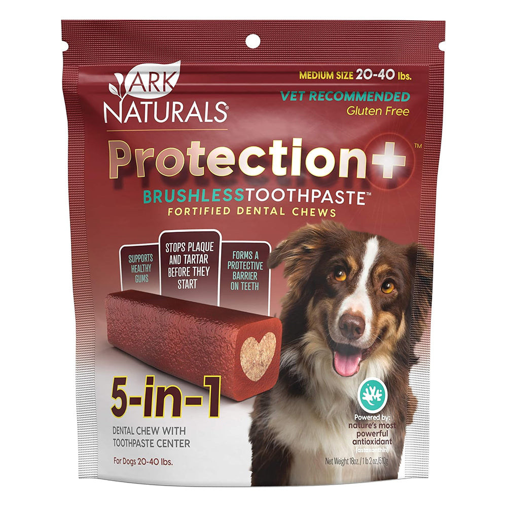 Ark Naturals Protection Plus Fortified Brushless Toothpaste Dental Chews for Medium Breeds 18Oz (510g)