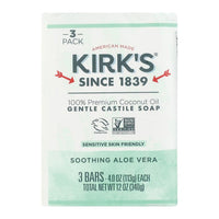 Kirk's Natural Original Coco Castile with Aloe Vera Bar Soap, 4 Oz/3 Ea