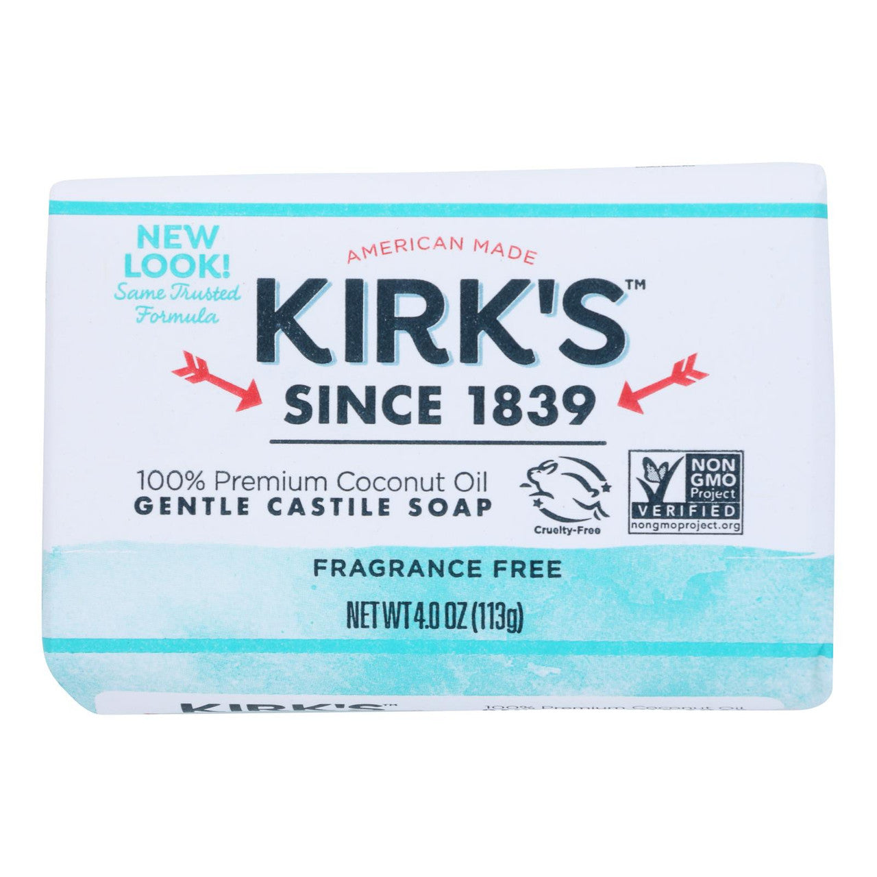 Kirks Natural Original Coco Castile Bar Soap, Fragrance Free, 4 Oz