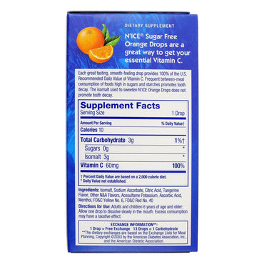 Nice Throat and Cough Sugar Free Lozenges Vitamin-C Orange, 24 ea