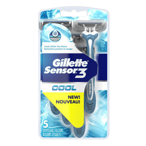 Gillette Sensor3 Cool Mens Disposable Razors, 5 Ea