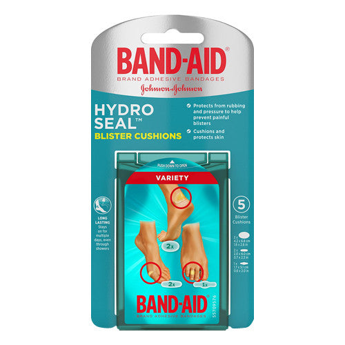 Johnson and Johnson Band Aid Adhesive Hydro Seal Blister Cushions Bandages, Variety, 5 Ea