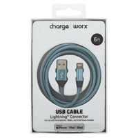 Chargeworx 6 Inch Lightning Usb Teal Cable Connector, Green, 1 Ea