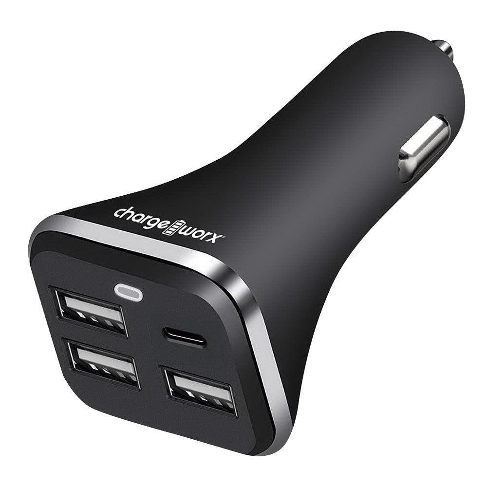 Chargeworx 4 Port Usb Car Charger, Black, 1 Ea