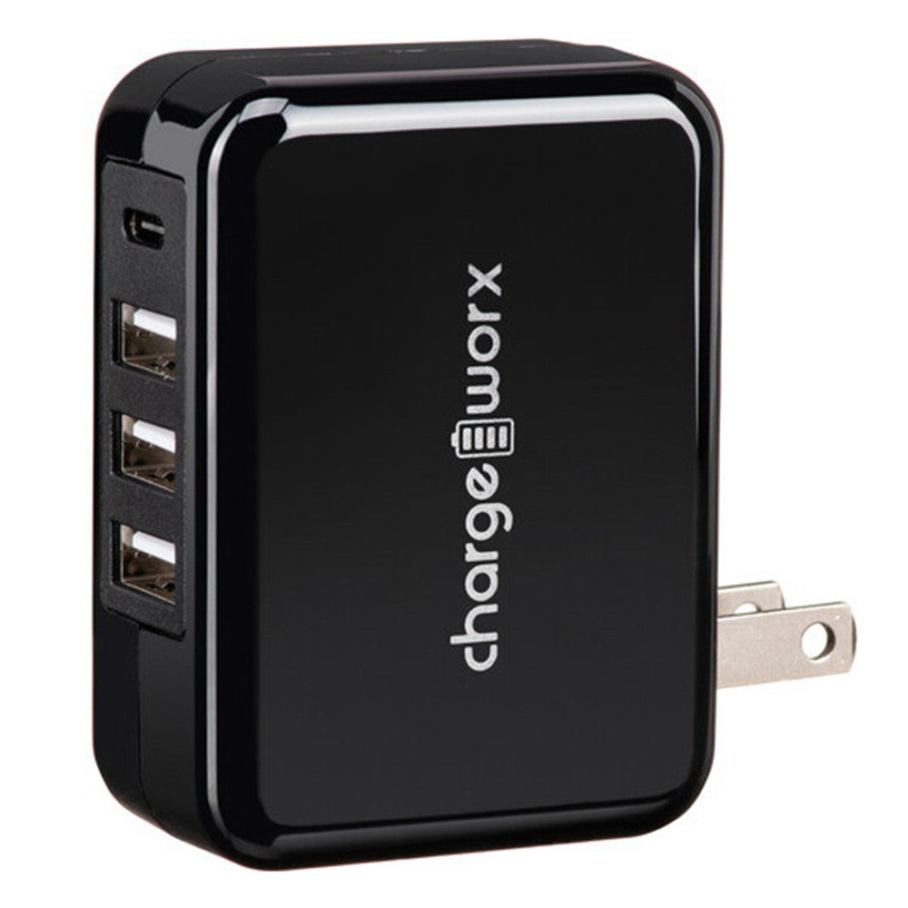 Chargeworx 4 Port Usb Travel Wall Charger, Black, 1 Ea