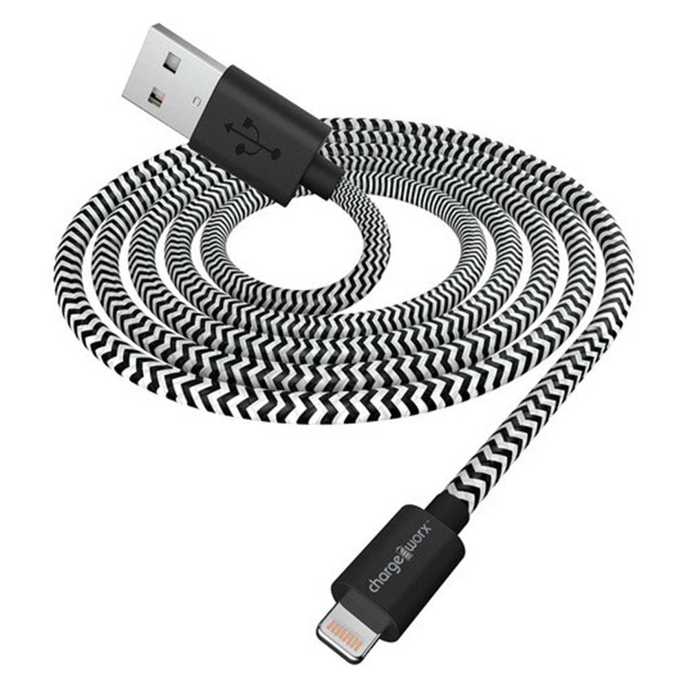 Chargeworx 3 Inch Braided Charge and Sync Lightning Cable, Black, 1 Ea