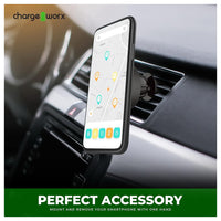 Chargeworx Magnetic Air Vent Mount with Secure Magnet Holder, Black, 1 Ea
