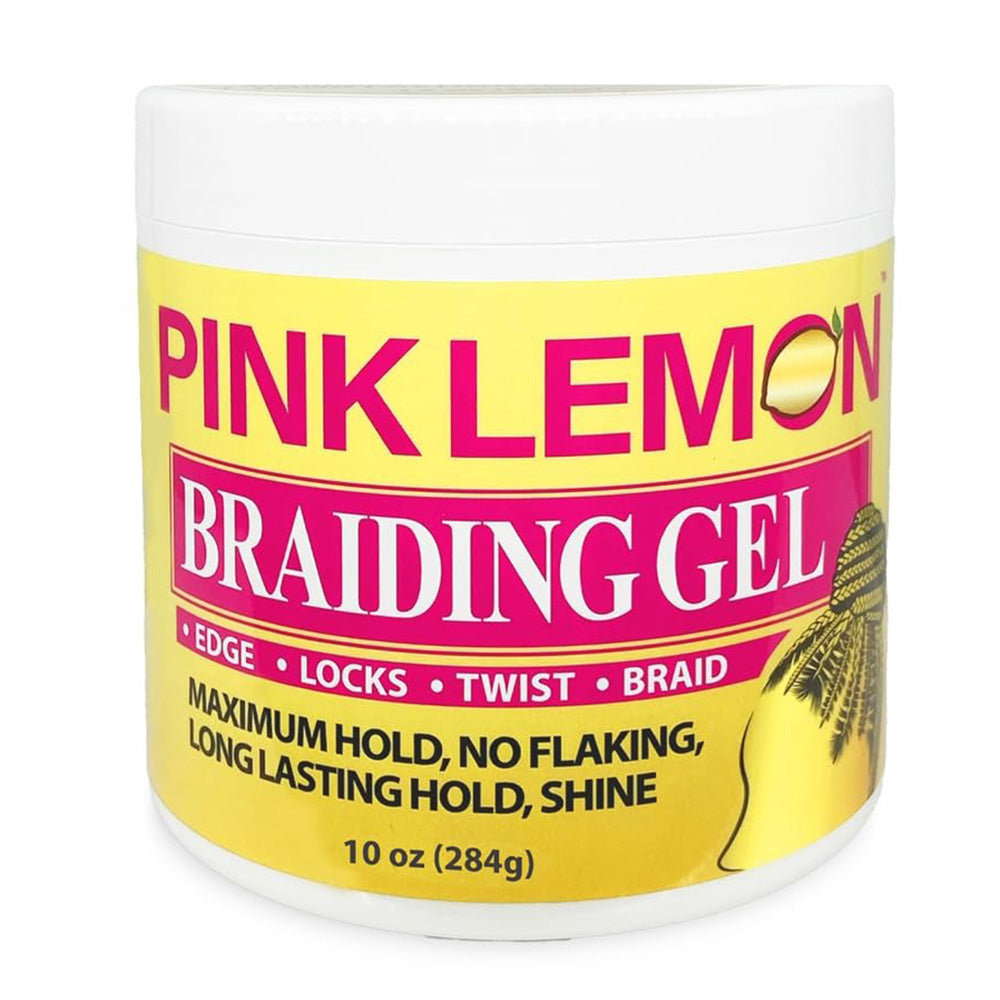 Pink Lemon Braiding Hair Gel with No Flaking and Long Lasting Hold 10Oz (284g)