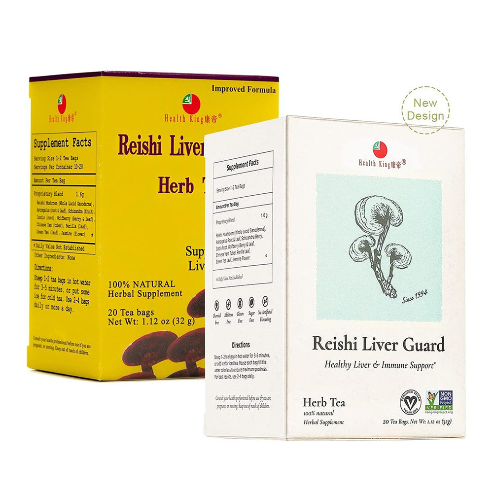 Health King Medicinal Teas Reishi Liver Guard Herb Tea Bags, 20 Ea