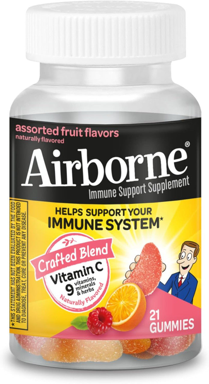Airborne Immune Support Supplement Gummies, Assorted Fruits - 21 Ea