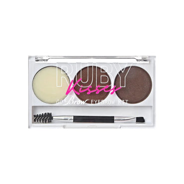 Ruby Kisses GoBrow Eyebrow Kit (RBKT01 - Black Dark Brown), 1Ea