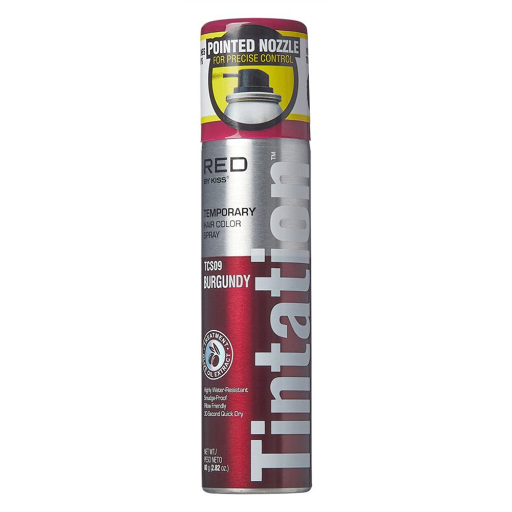 Kiss Tintation Temporary Color Spray Burgundy for Root Touch Ups Olive Oil Infused 2.82Oz (80g)