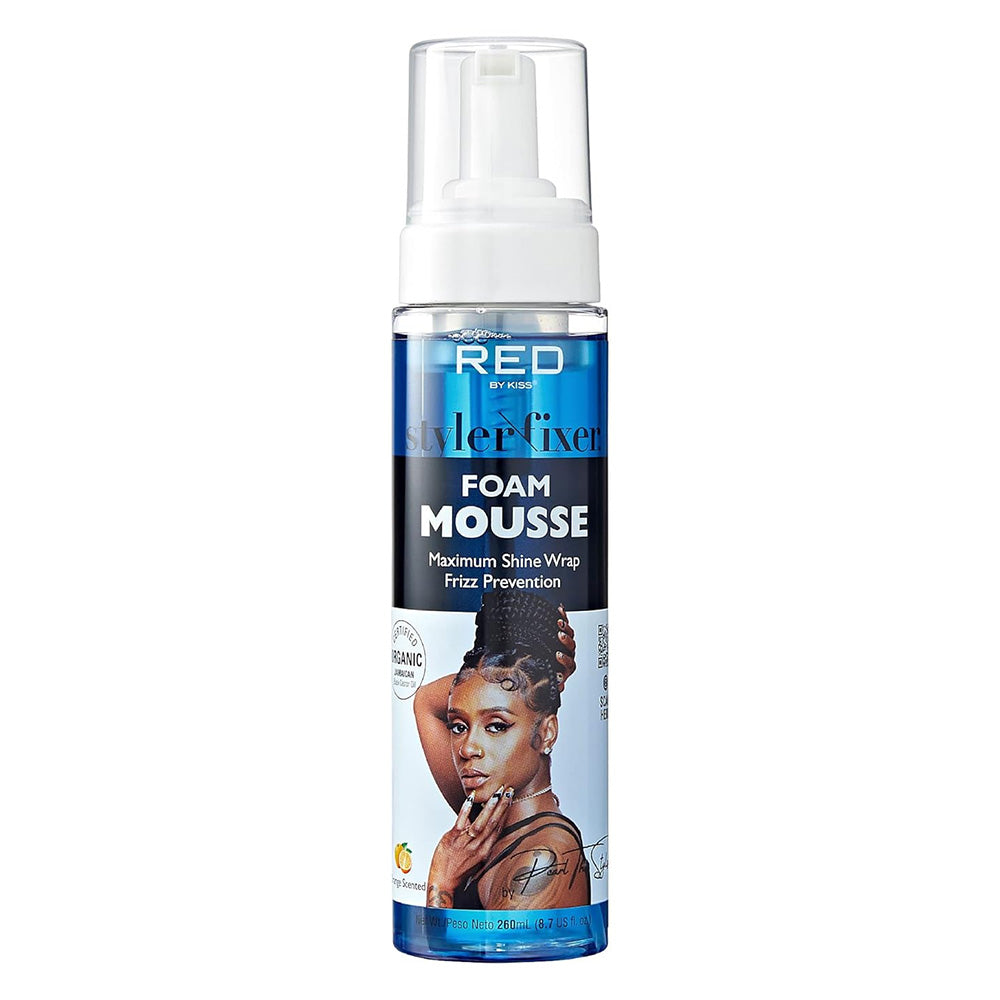 Kiss Red Styler Fixer Hair Foam Mousse for Braids Curls and Protective Styles 8.7Oz (260ml)