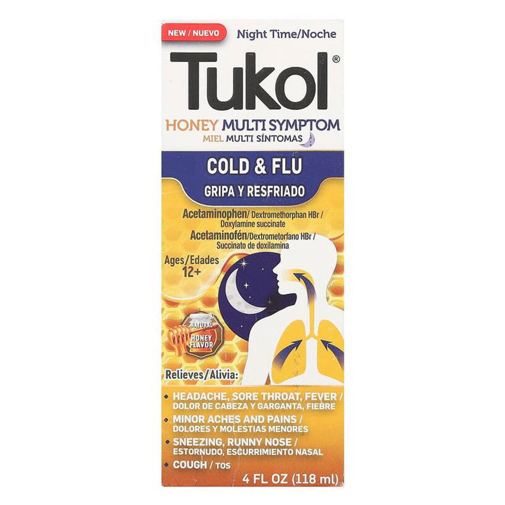 Tukol Night Time Honey Multisymptom Cold and Flu Relief Syrup, 4 Oz