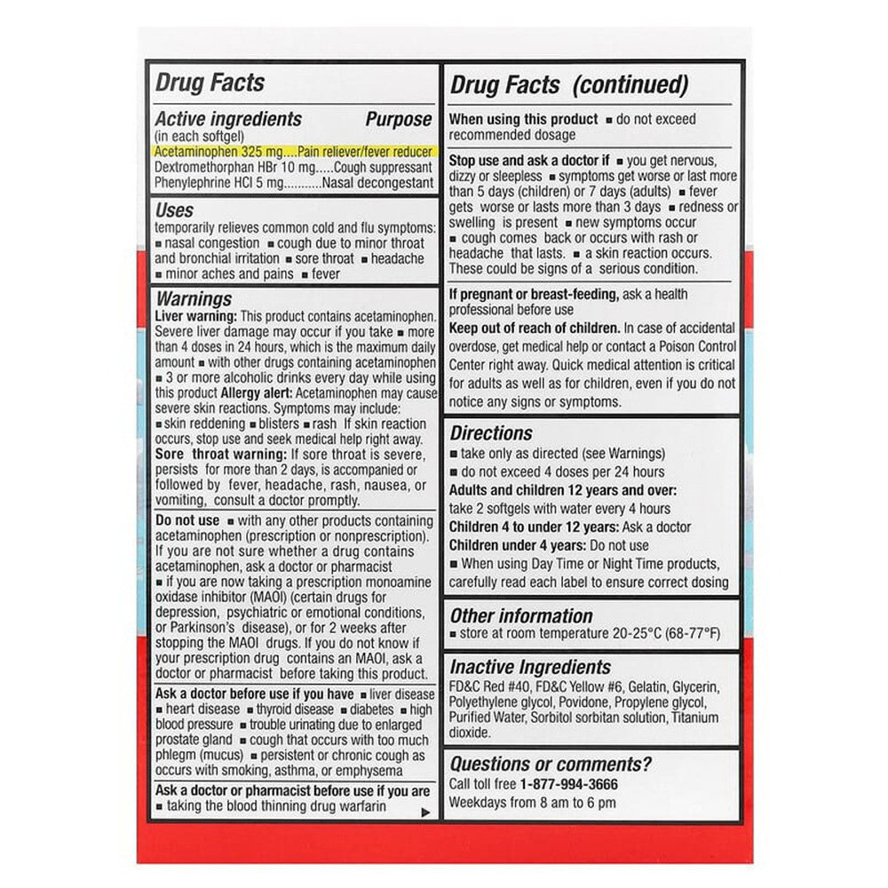 Tukol Day Time Cold and Flu Relief Softgels, 24 Ea