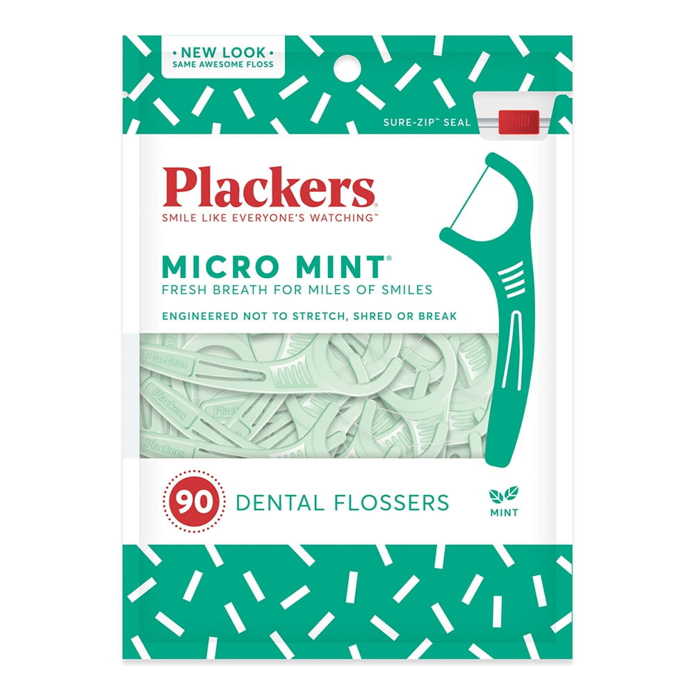Plackers Micro Mint Dental Flossers, Freshens Breath - 90 Ea