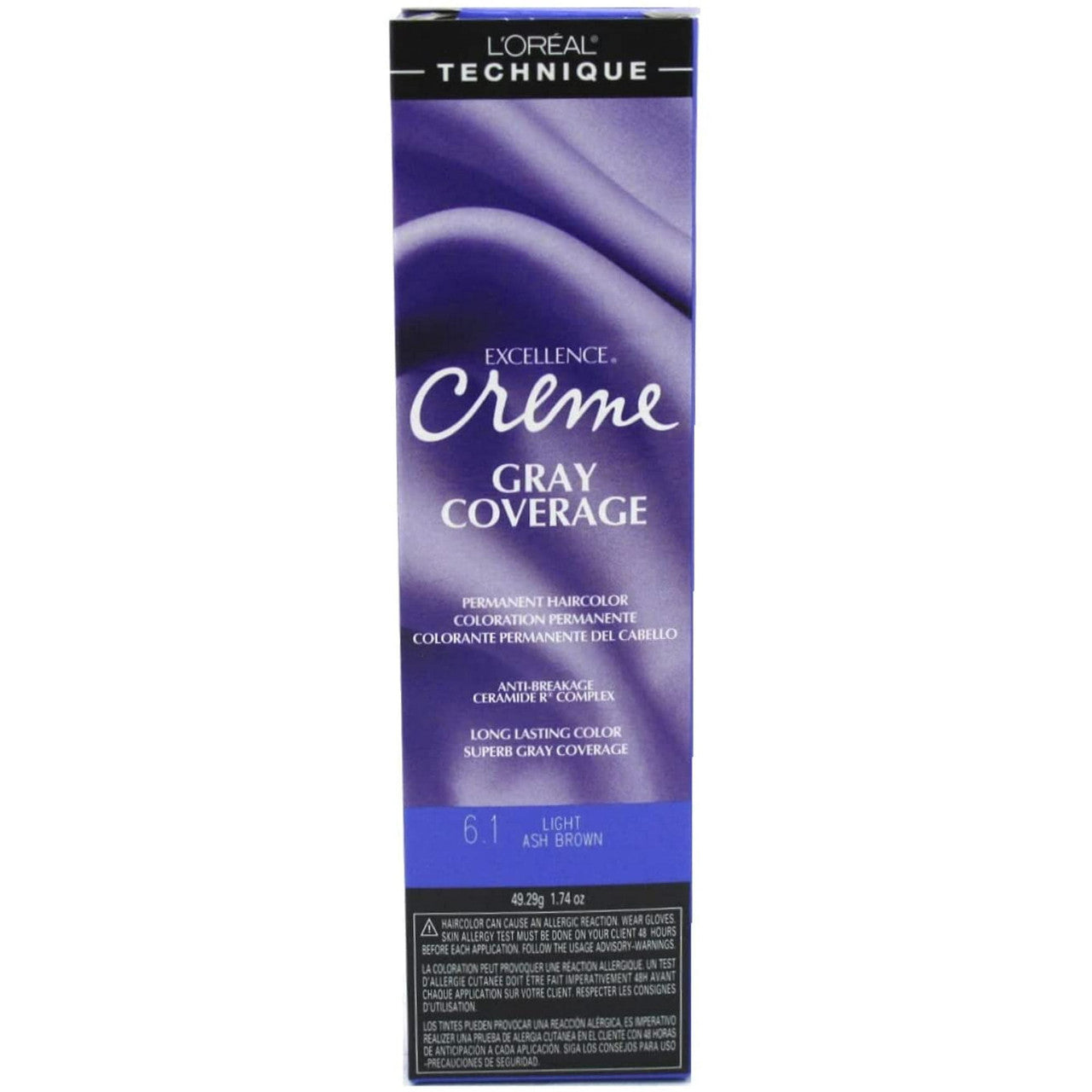 Loreal Technique Excellence Creme Permanent Hair Color Gray Coverage 6.1 Light Ash Brown, 1.74 Oz