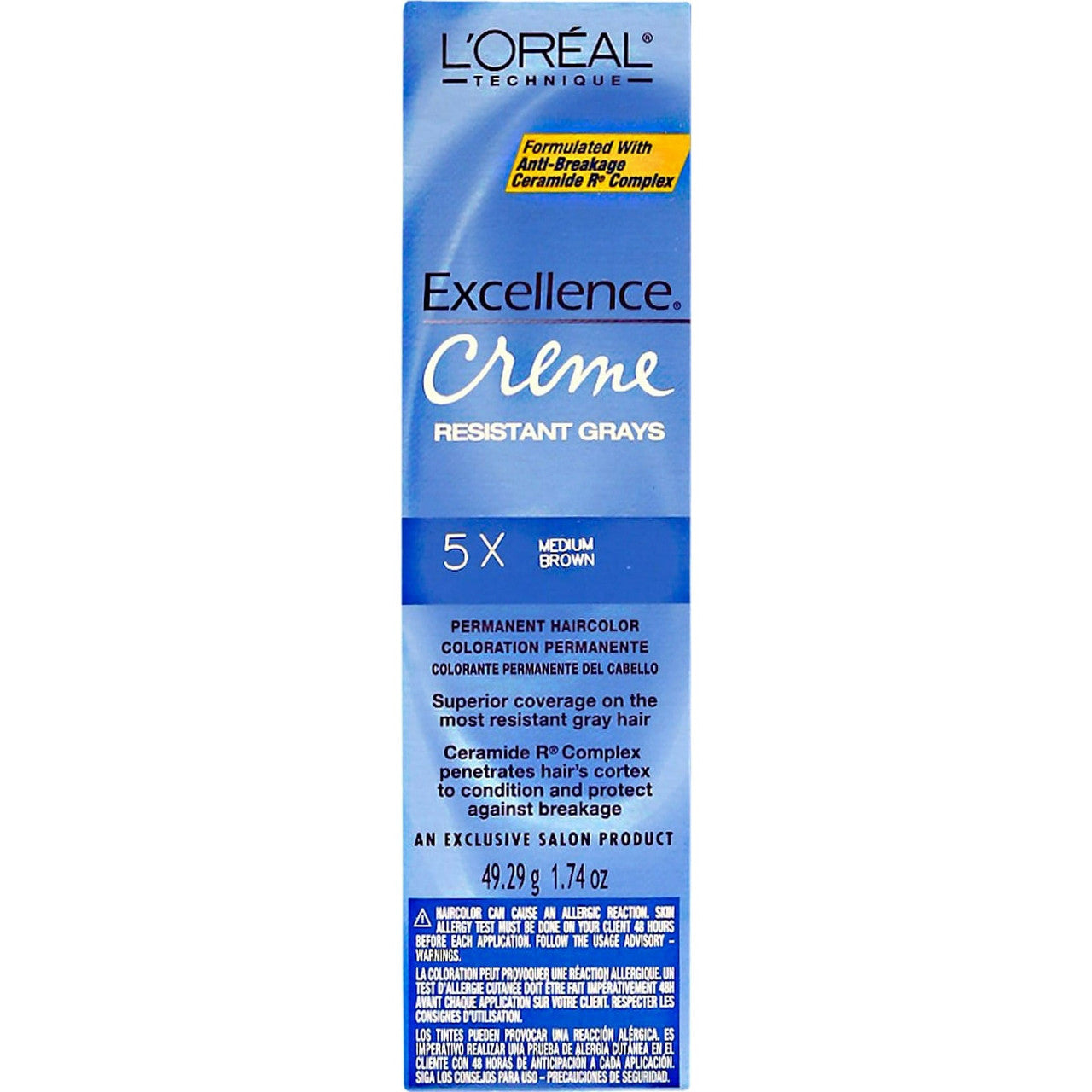 Loreal Excellence Creme Resistant Grays 5X Medium Brown, 1.74 Oz