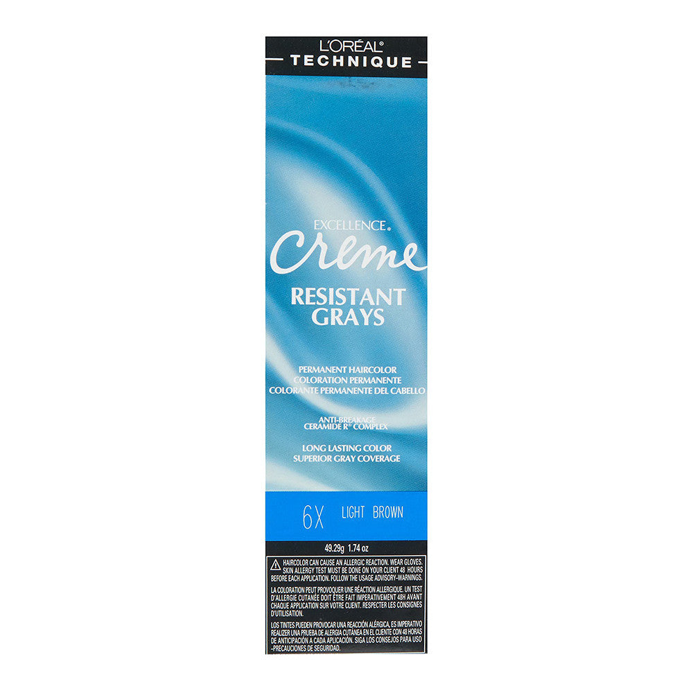 Loreal Excel Creme Resist Grays 6X Light Brown, 1.74oz