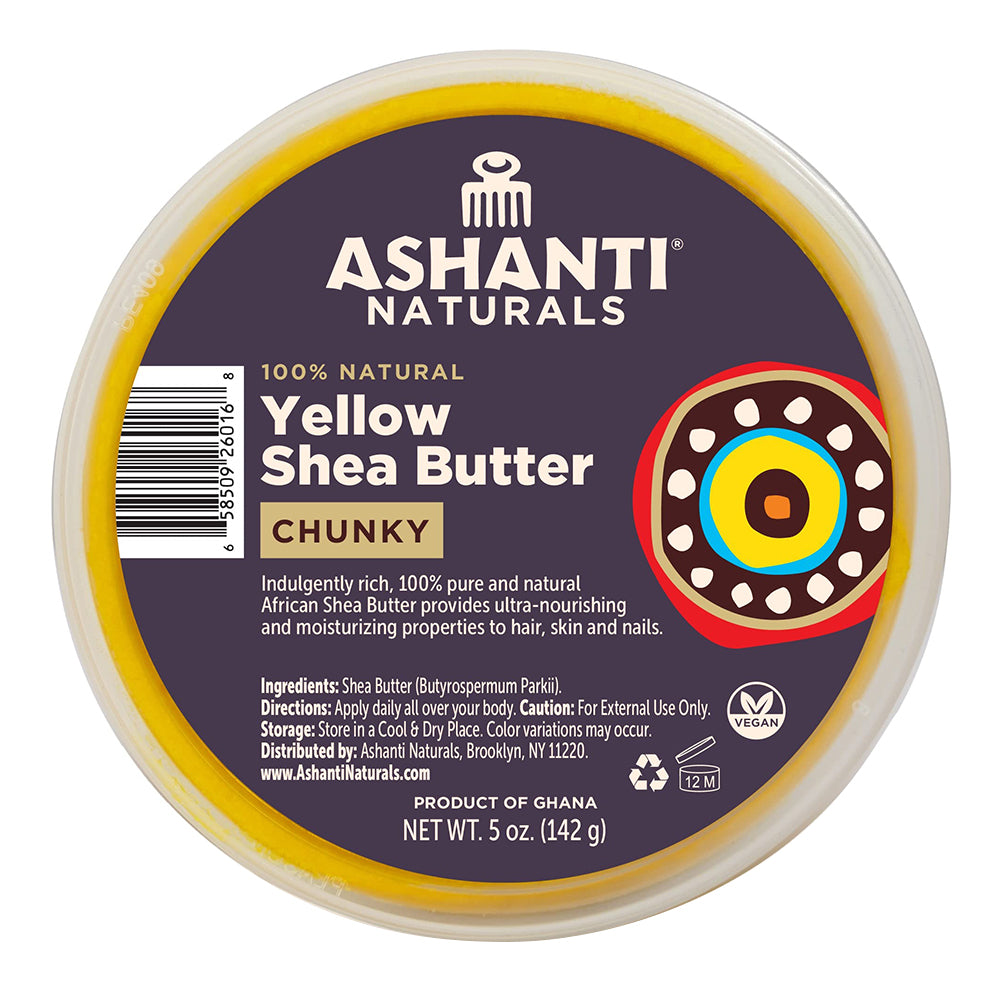 Ashanti Naturals Moisturizes Nourishes Protects Chunky Yellow Shea Butter 5Oz (142g)