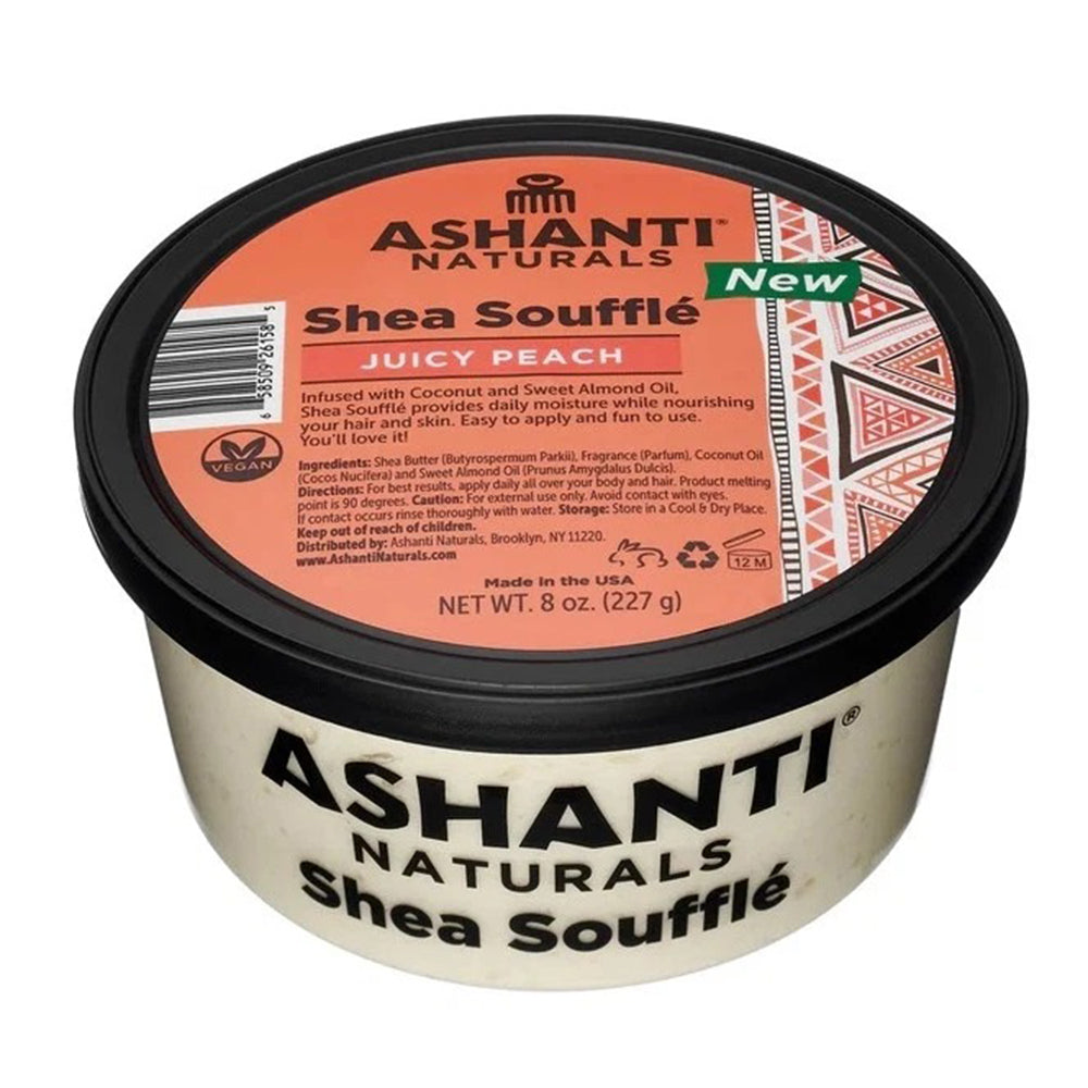 Ashanti Naturals Moisturizes Softens Adds Glow Whipped Shea Butter Juicy Peach Souffle 8Oz (227g)