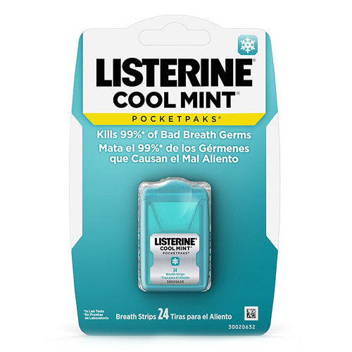 Listerine Pocketpaks Oral Care Strips, Cool Mint - 24 Strips