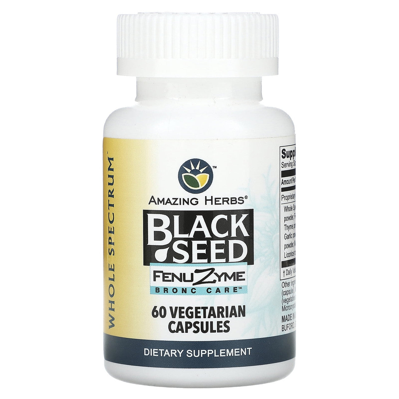 Amazing Herb Black Seed Fenuzyme Bronc Capsules, 60 Ea