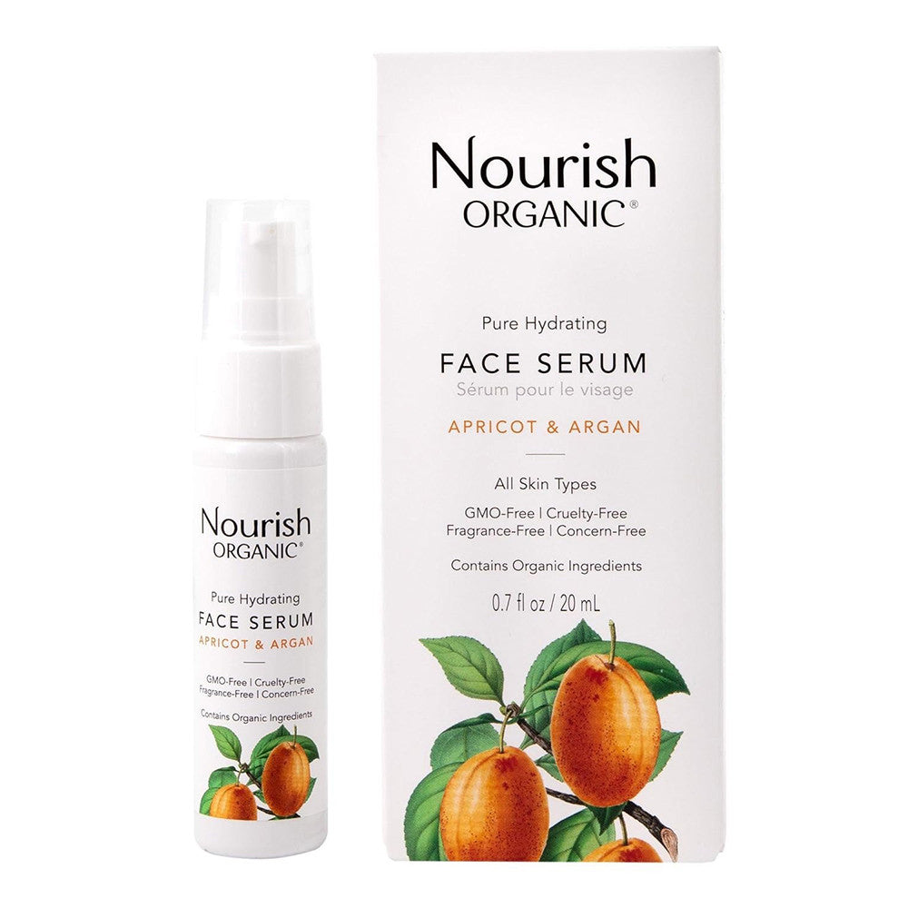 Nourish Organic Pure Hydrating Face Serum Argan Apricot And Rosehip, 0.7 Oz