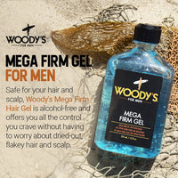 Woodys Mega Firm Hair Styling Gel for Men, 12 Oz