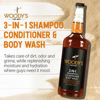 Woodys for Men 3 in 1 Shampoo, Conditioner and Body Wash, 32 Oz