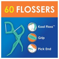 Dr. Fresh Oral Care Velocity Kool Dental Floss Picks, 60 Ea