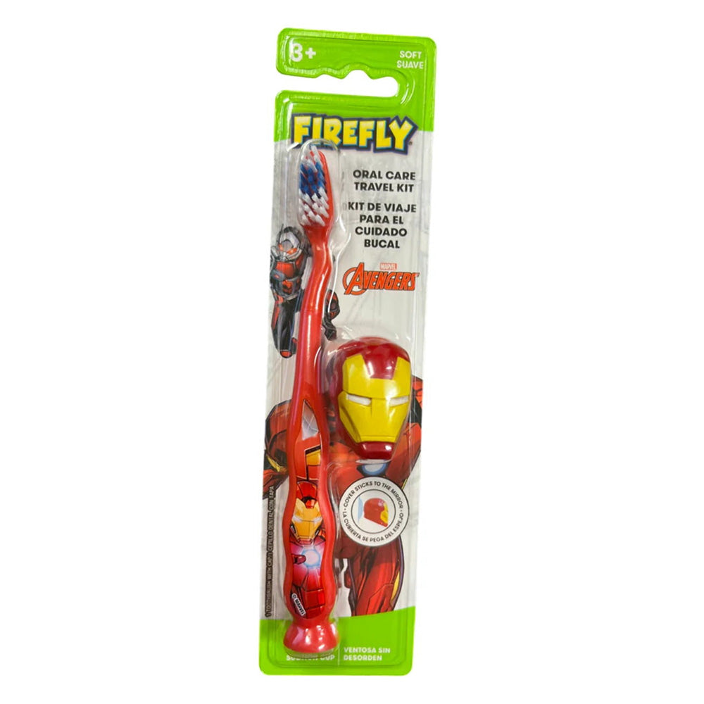 Firefly Avengers Iron Man Kids Toothbrush with Cap Soft Bristles 1Ea, Pack of 12