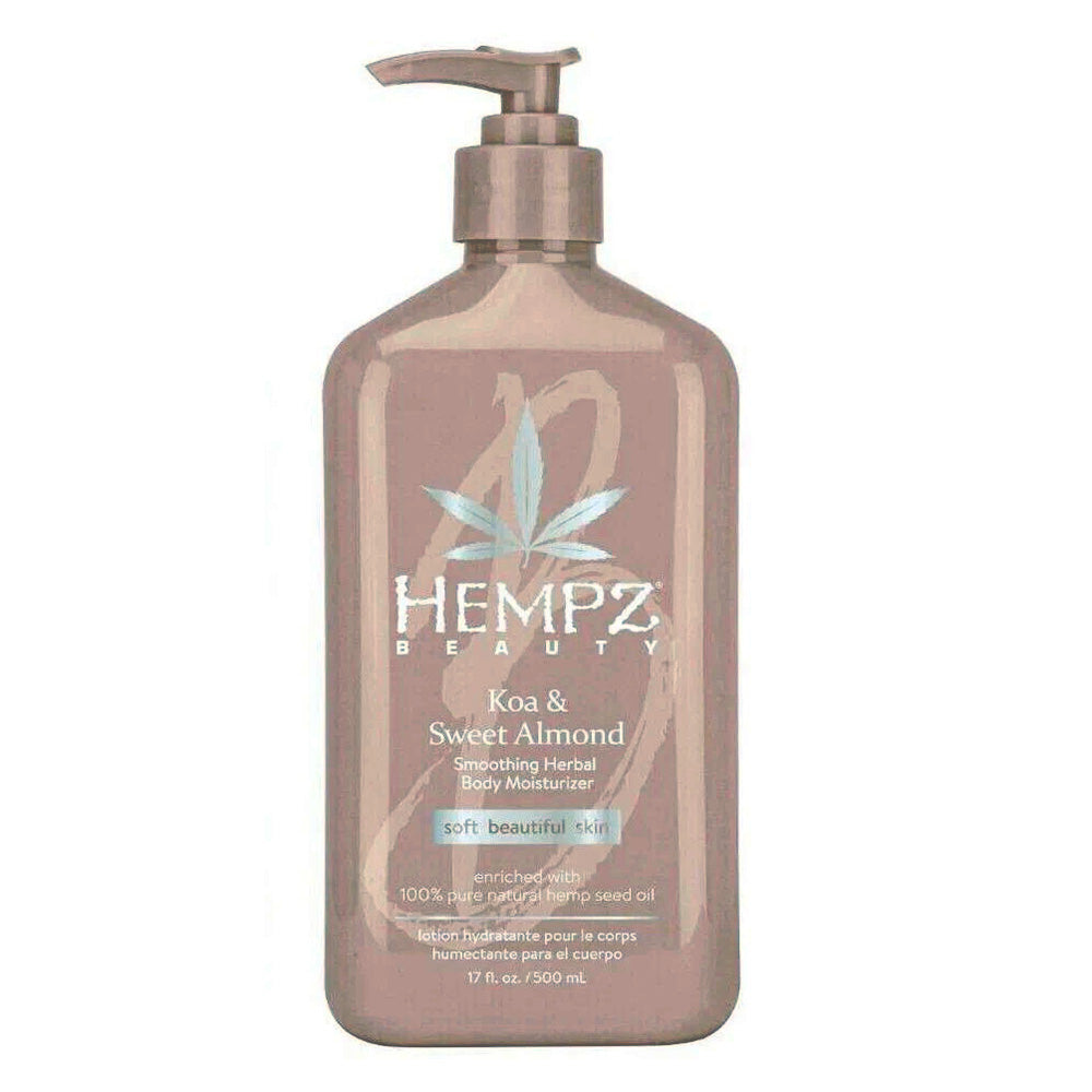Hempz Smoothing Herbal Koa and Sweet Almond Body Moisturizer for Soft Beautiful Skin 17Oz (500ml)