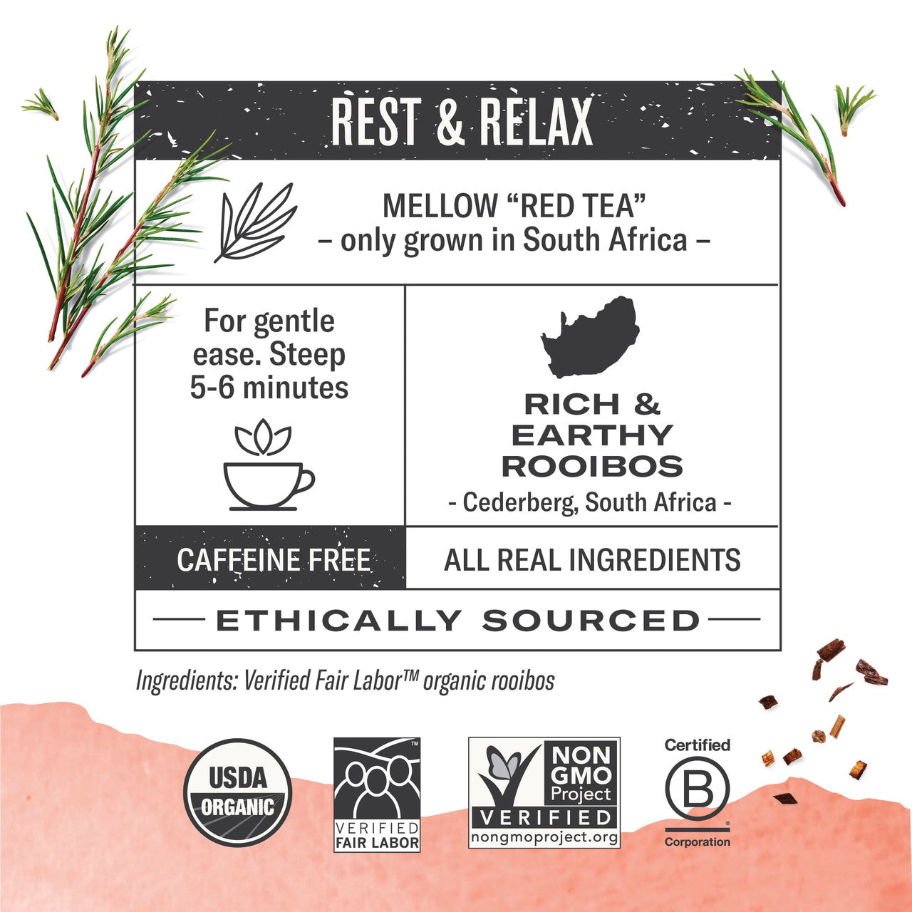 Numi Organic Red Mellow Bush Rooibos Tea, Caffeine Free - 18 Tea Bags