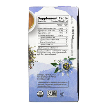 Numi Teas De Stress Tea, Passion Flower, Lemon Balm And Kanna, 16 Ea