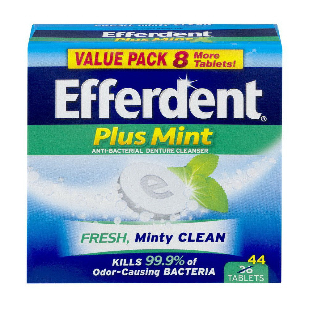 Efferdent Plus Anti-Bacterial Denture Cleanser Fresh Minty Clean Tablets,44 Ea
