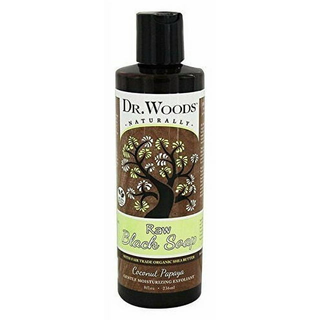 Dr Woods Coconut Papaya Raw Black Soap with Shea Butter, 8 Oz