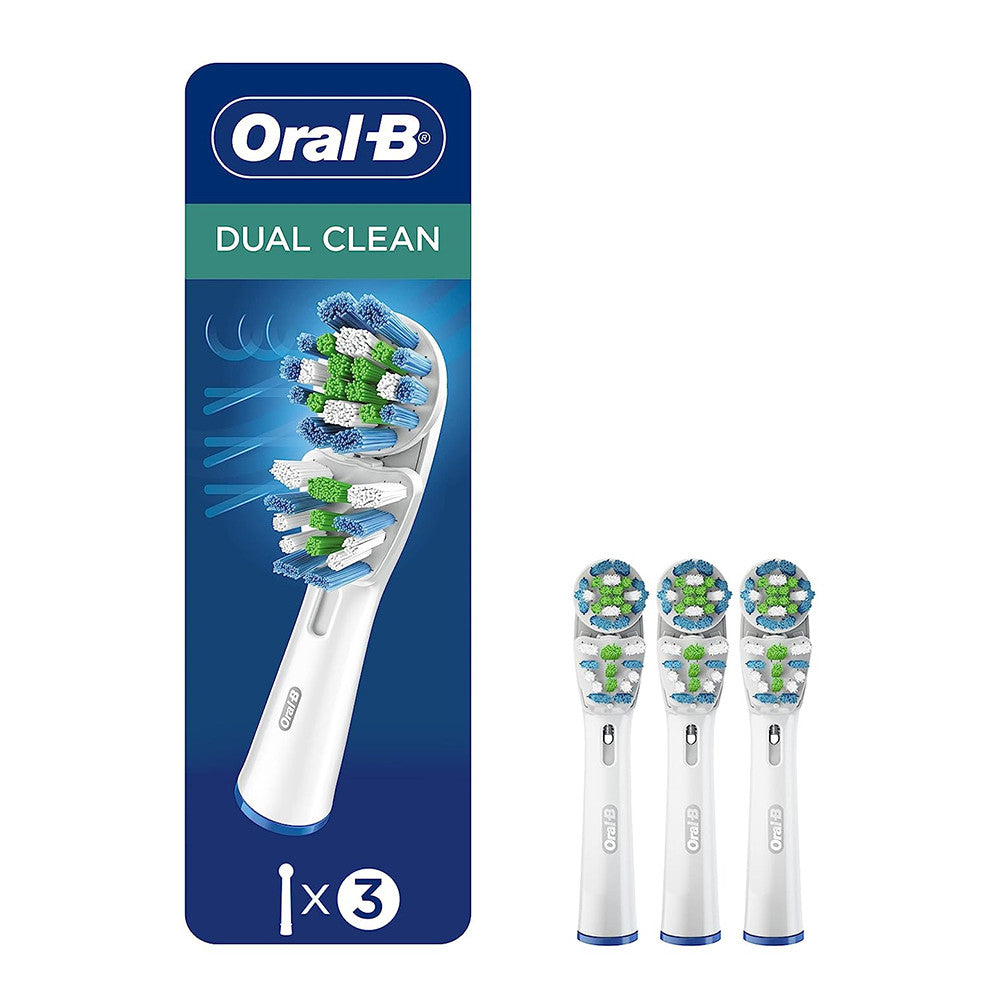 Oral B Dual Clean Electric Toothbrush Brush Replacement Heads, 3 Ea