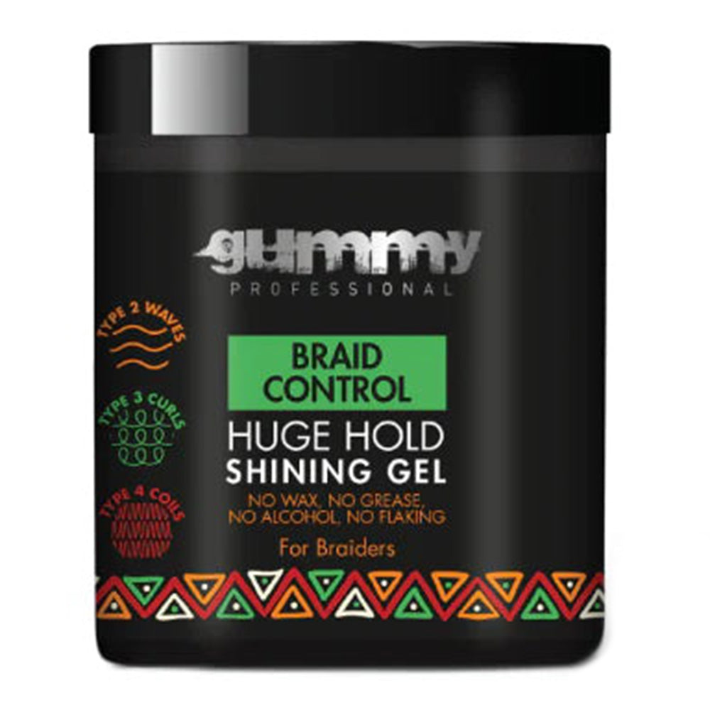 Gummy Braid Control Shining Gel Huge Hold for Sleek Long Lasting Hair Styles 16.9Oz (500ml)