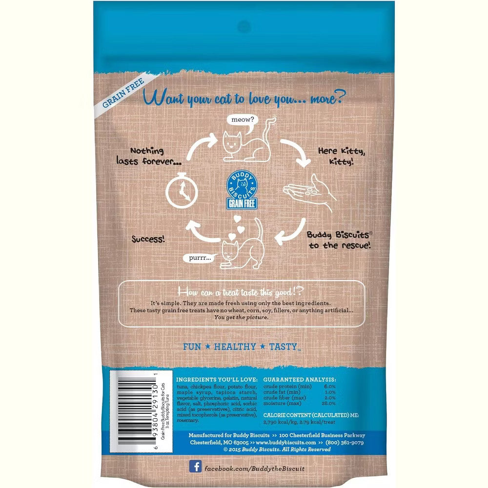 Buddy Biscuits Grain Free, Tempting Tuna Cat Treats, 3 Oz