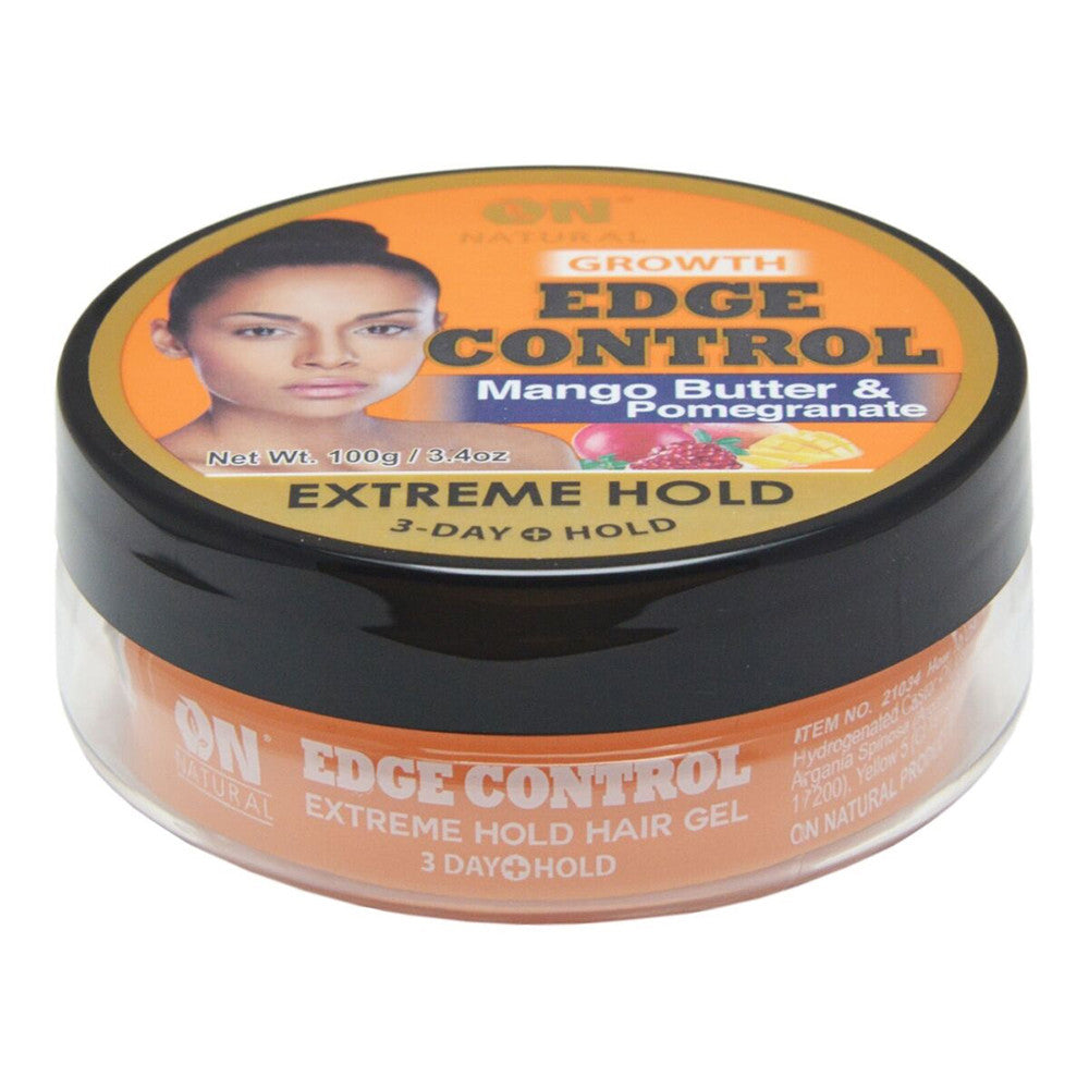 On Natural Edge Control Extreme Hold Hair Gel, Mango Butter and Pomegranate, 1 Oz