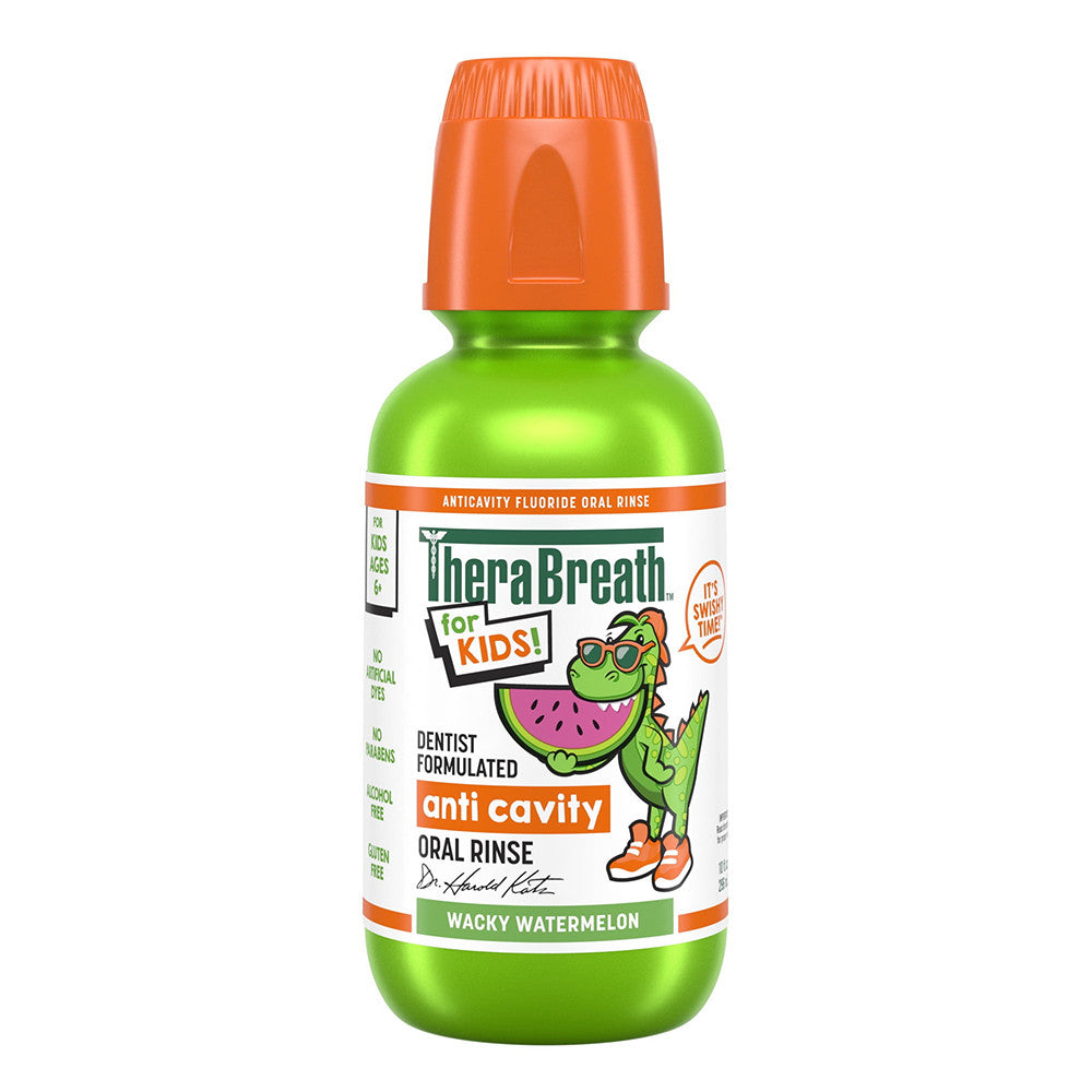 Therabreath for Kids Anticavity Mouthwash with Fluoride, Organic Wacky Watermelon Flavor, 10 Oz