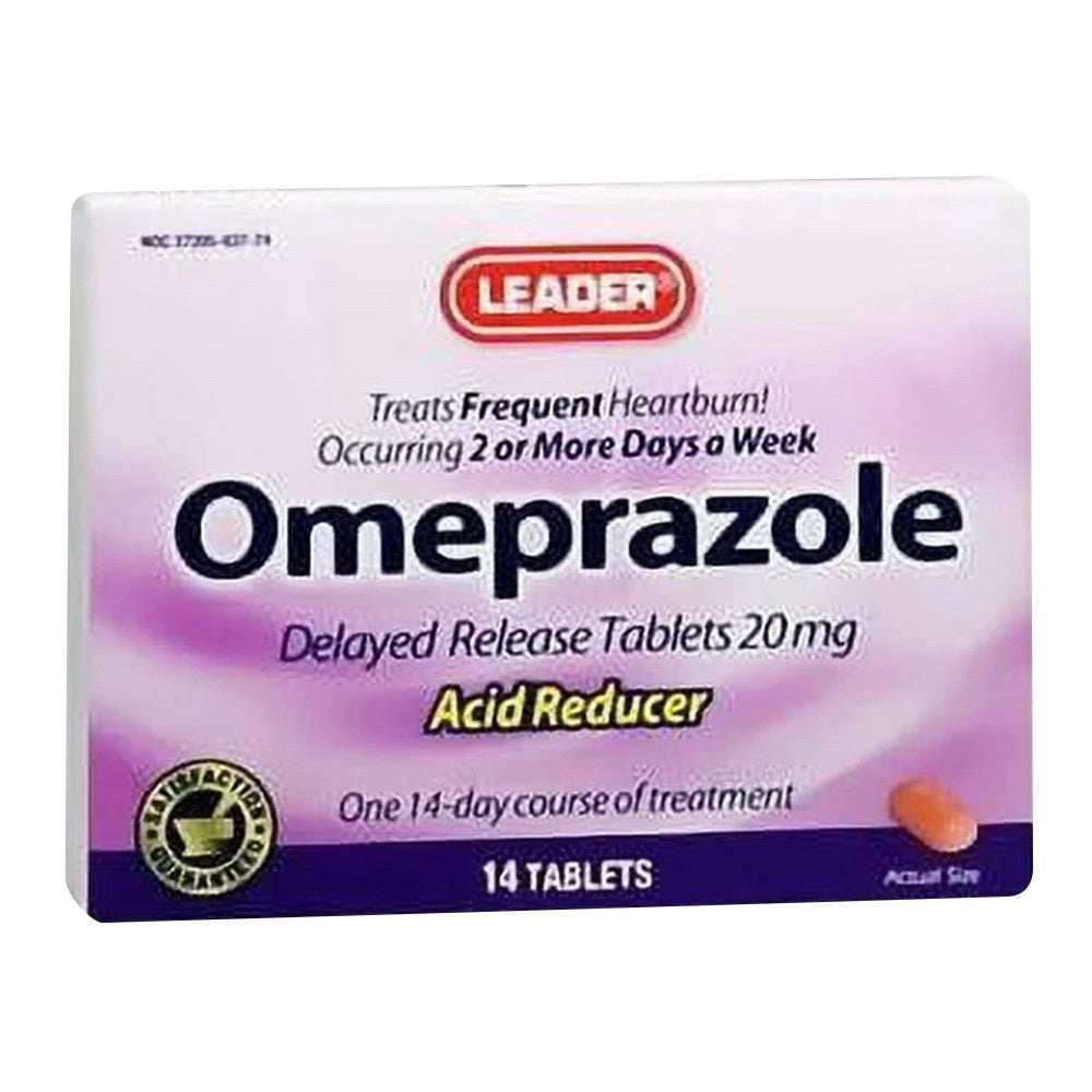 Leader Omeprazole Delayed Release Tablets 20 mg, 14 Ea