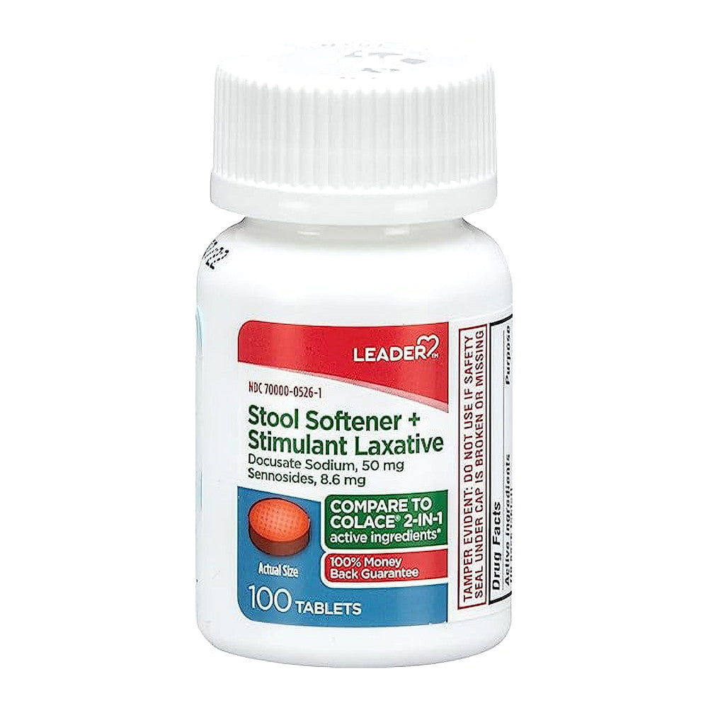 Leader Stool Softener Plus Stimulant Laxative Relieves, 100 Ea