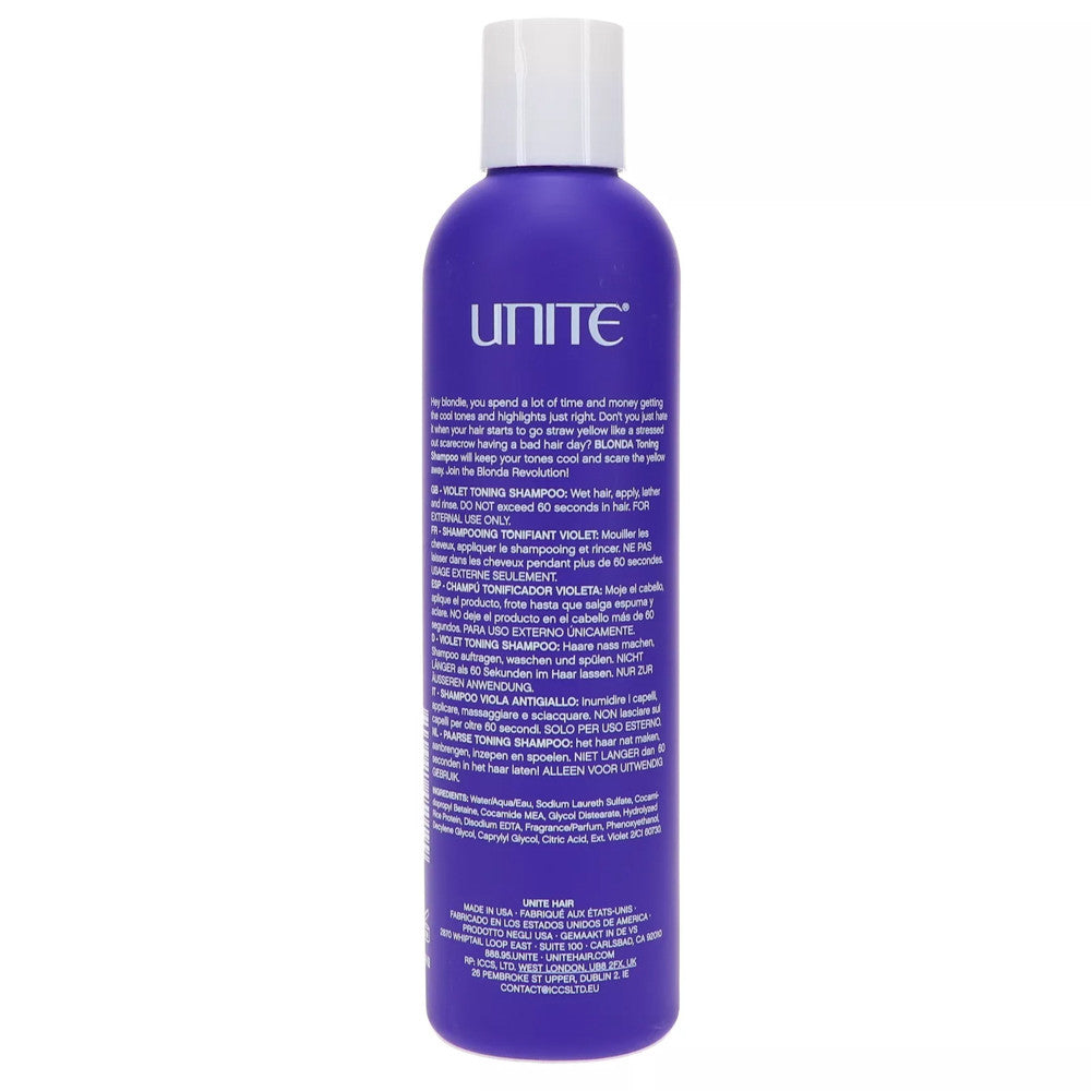 Unite Hair Blonda Shampoo Tone Brighten, 8 Oz